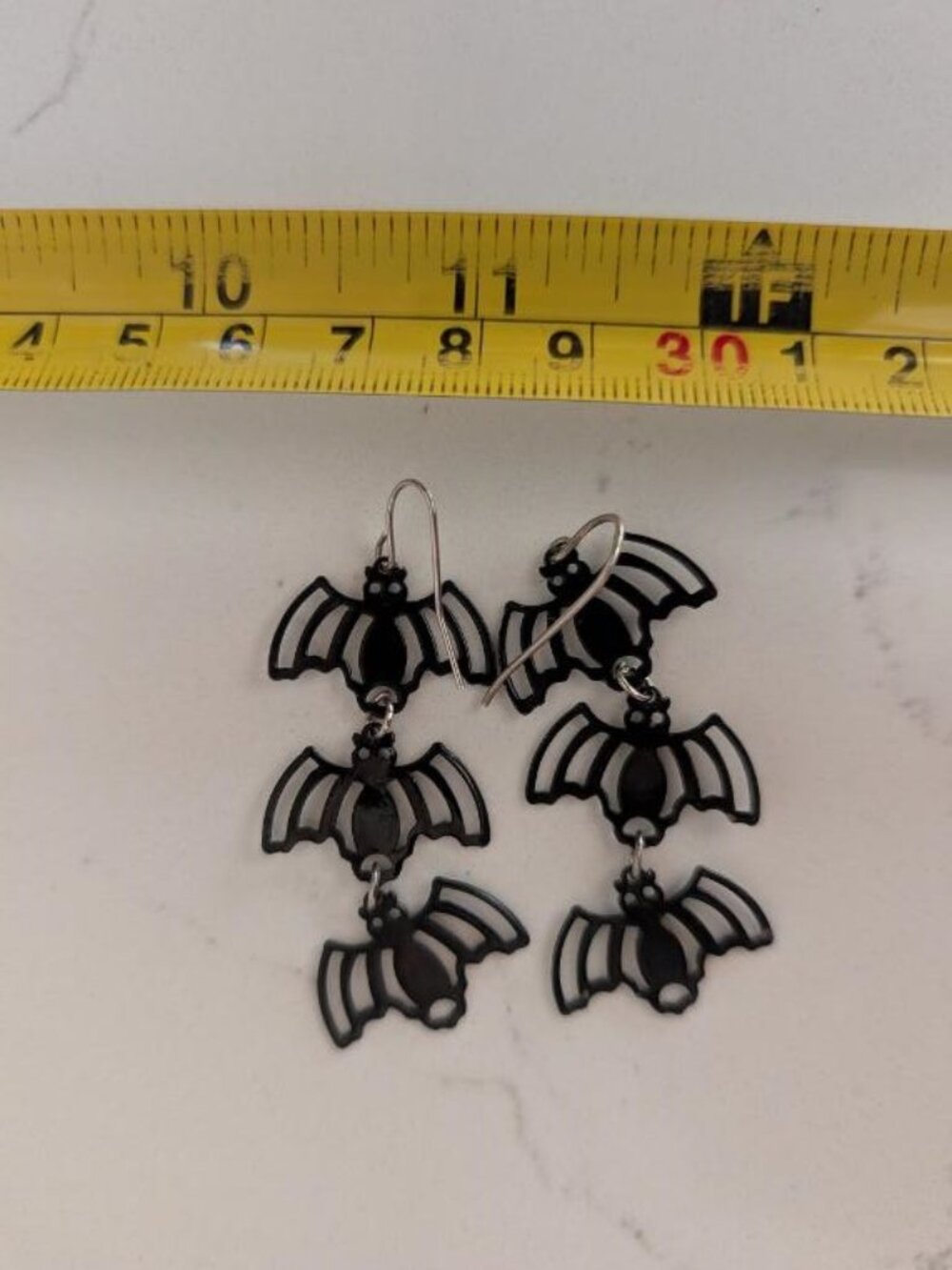 Vintage Halloween Black Bat Earrings Dangle. Please check pictures for details